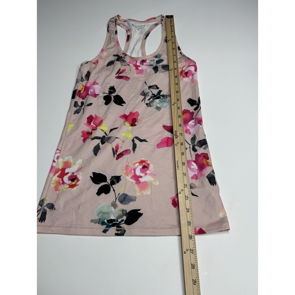 Athleta Tank Top Womens XS Shanti Pink Floral Printed Racerback Shirt Stretch - Picture 2 of 9